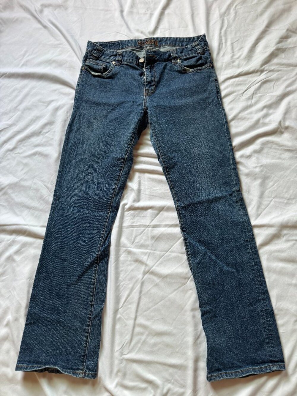 Rock & Roll Cowgirl Bootcut Jeans Womens 32x34 Medium Wash Stretch